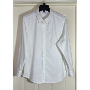 Athleta Shirt Womens Size 1X White Button Up Long Sleeve Preppy Classic